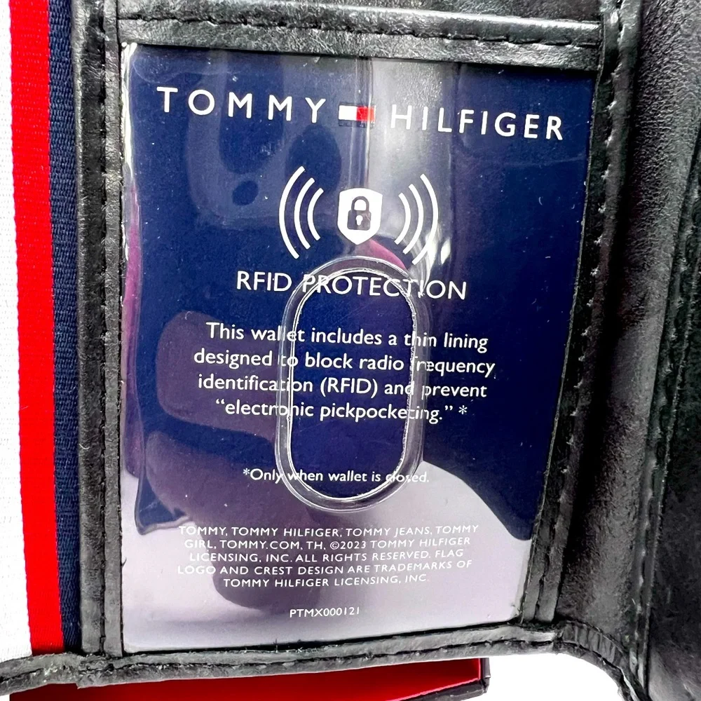 TOMMY HILFIGER, BLACK LEATHER, VALET ALSO LEATHER, TRI FOLD, RFID PROTECTION - Picture 8 of 16